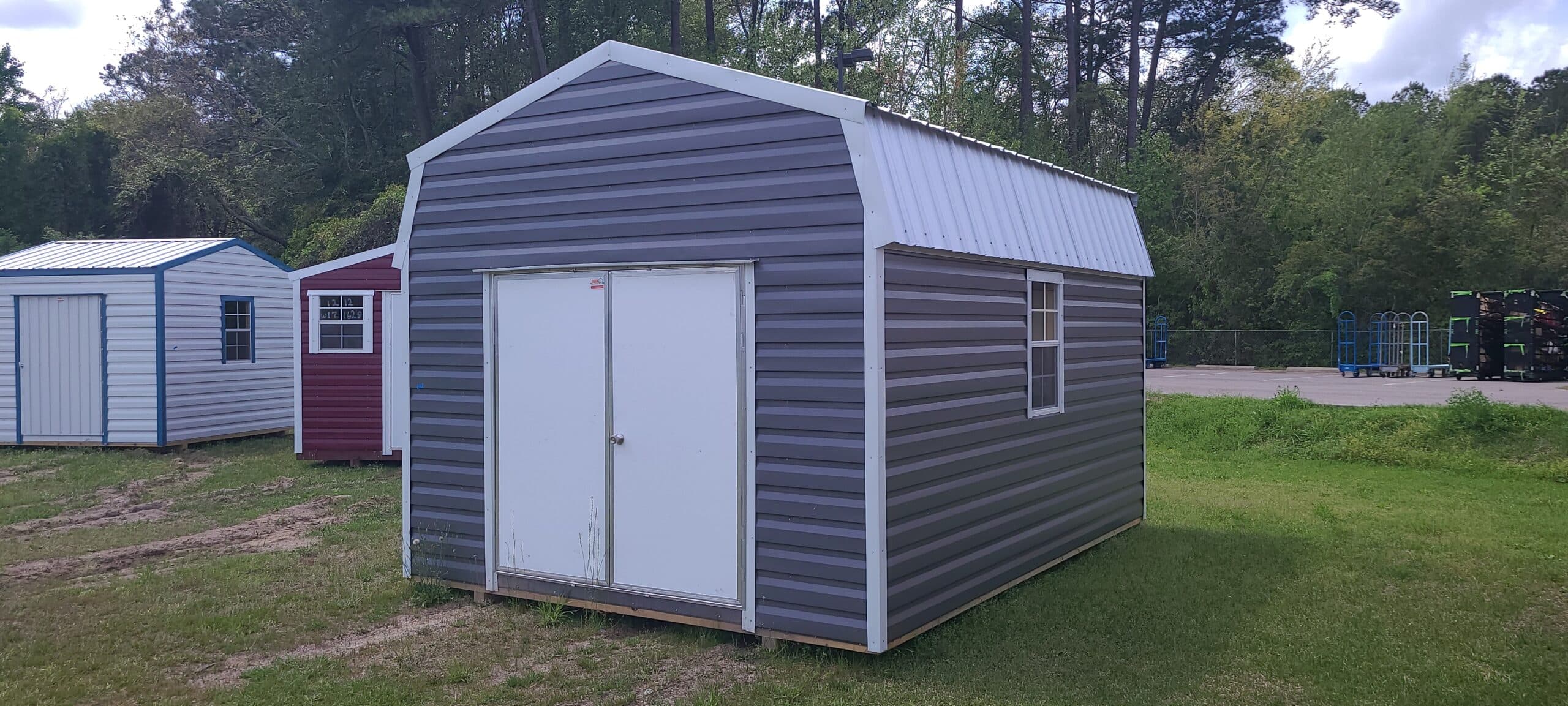 12 x 16 Charcoal White Outdoor Shed — thumbnail 2