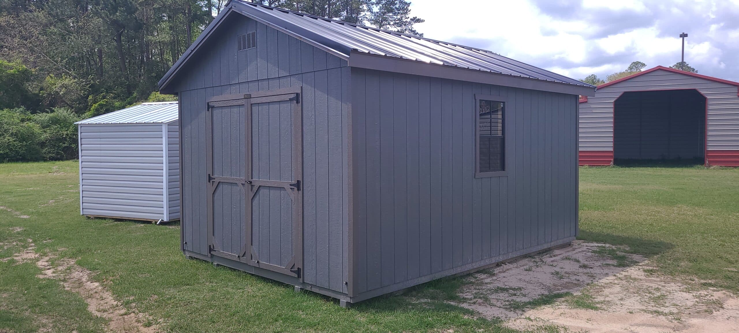 12 x 16 Wood Charcoal Outdoor Shed — thumbnail 2