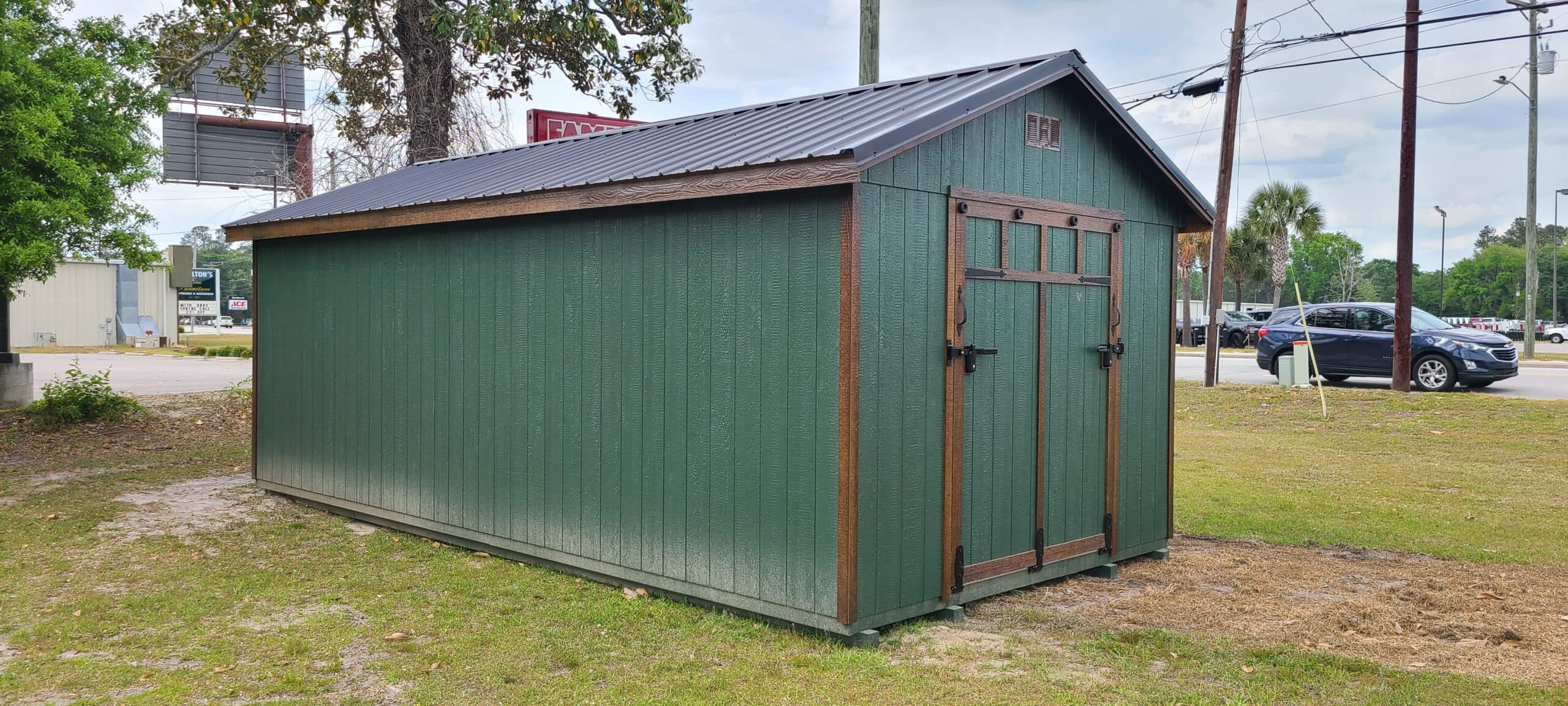 12 x 24 Green Chestnut Portable Building — thumbnail 2