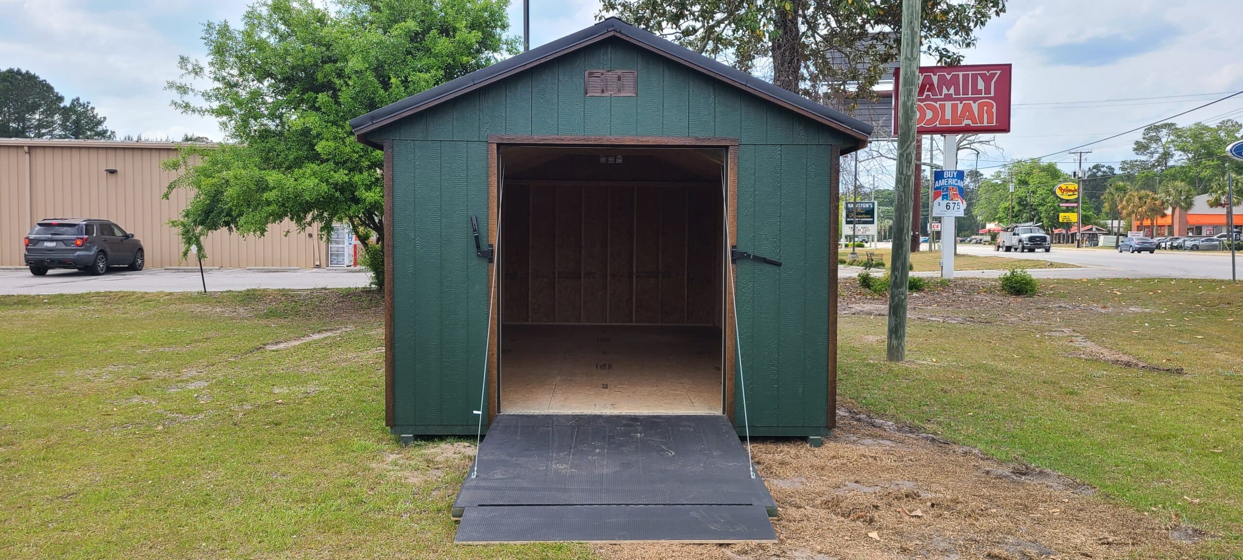 12 x 24 Green Chestnut Portable Building — thumbnail 3