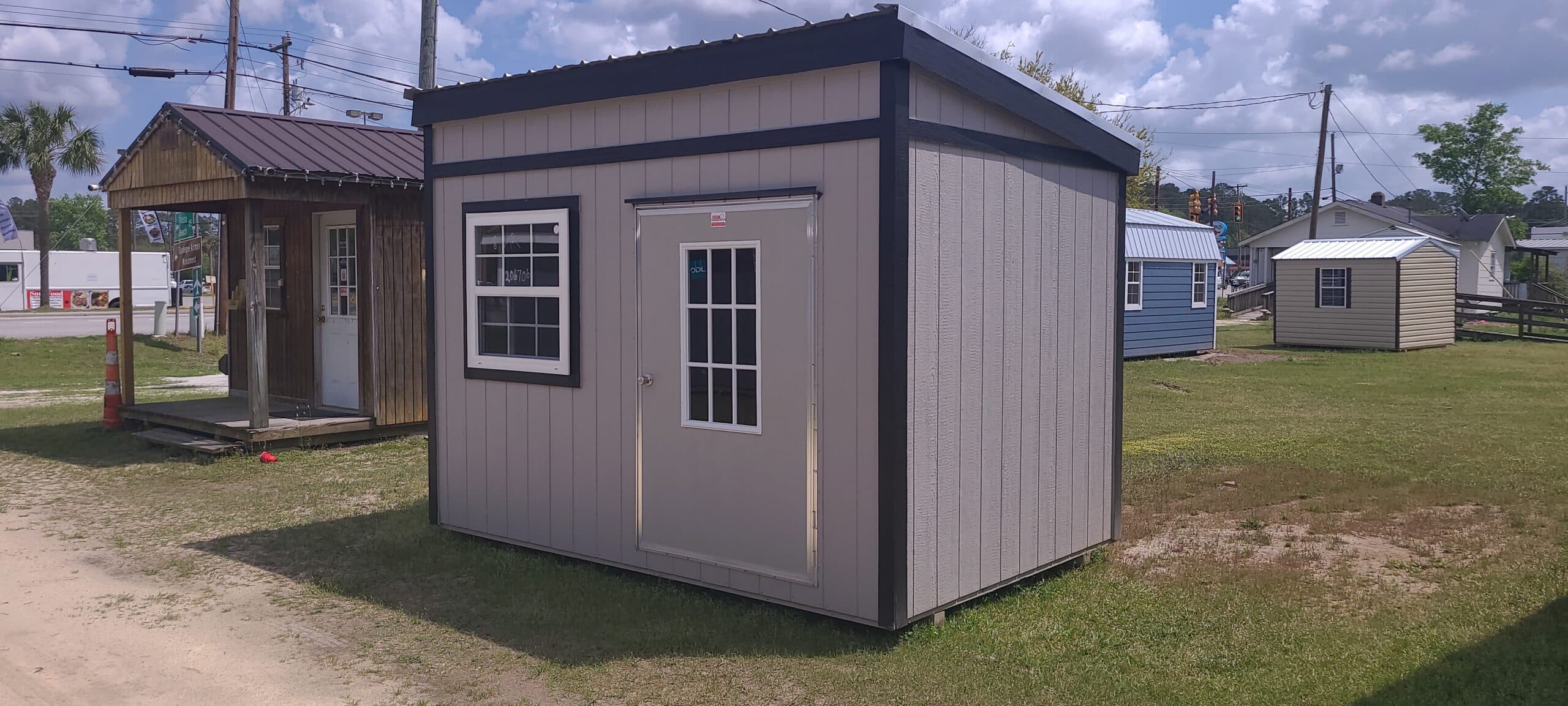 Ash Grey Black 8×12 Portable Building — thumbnail 2
