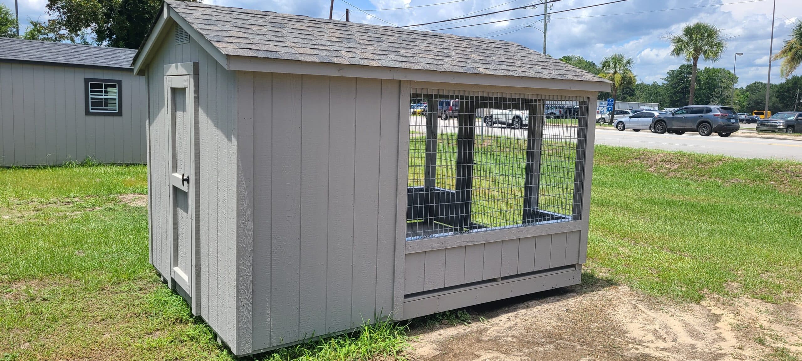 Premium Single Bay Dog Kennel with Shingle Roof — thumbnail 2