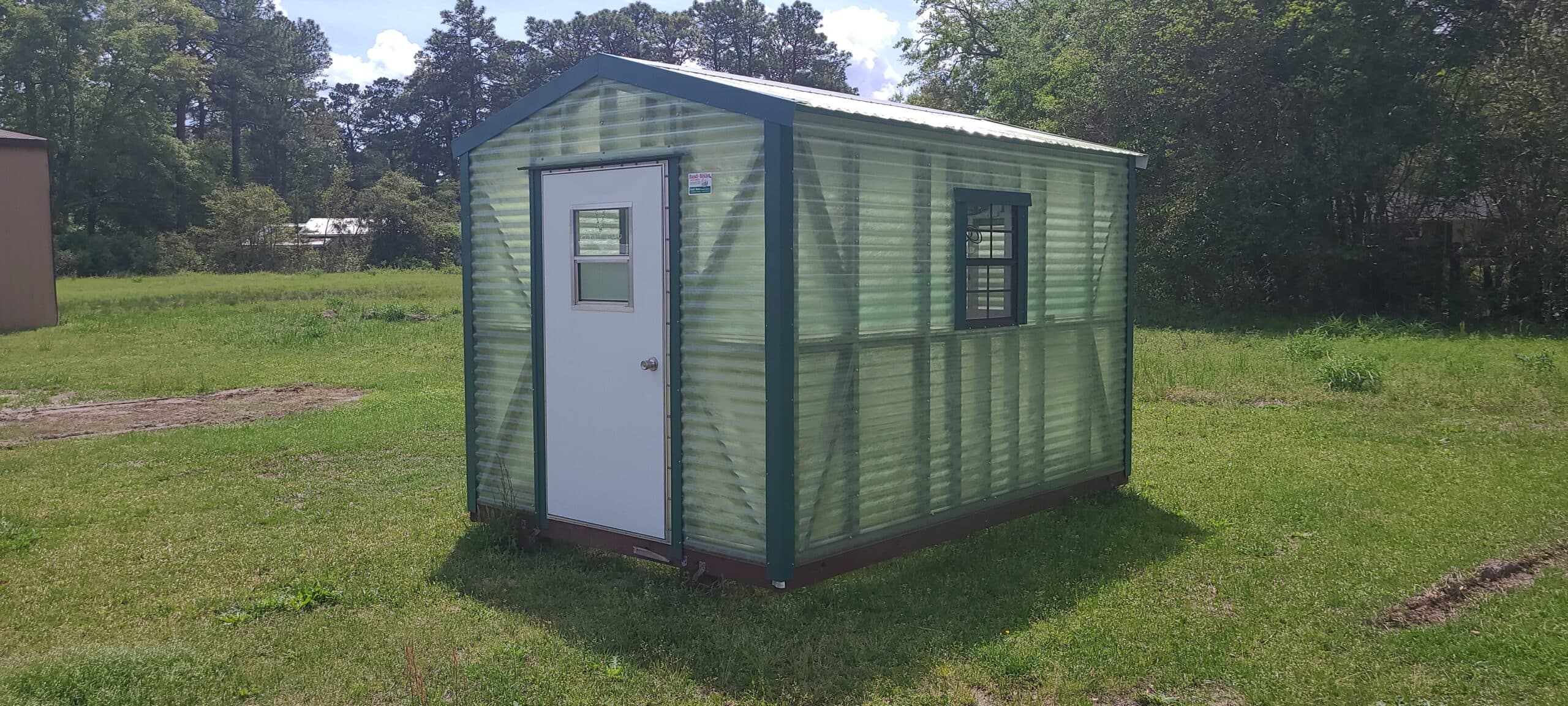 Green Fiberglass 8×12 Portable Building — thumbnail 2