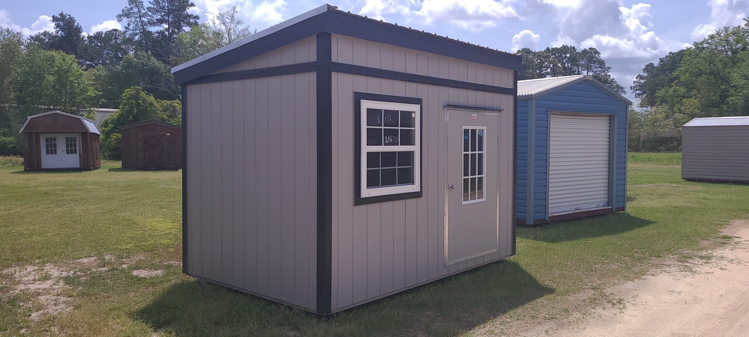 Ash Grey Black 8×12 Portable Building