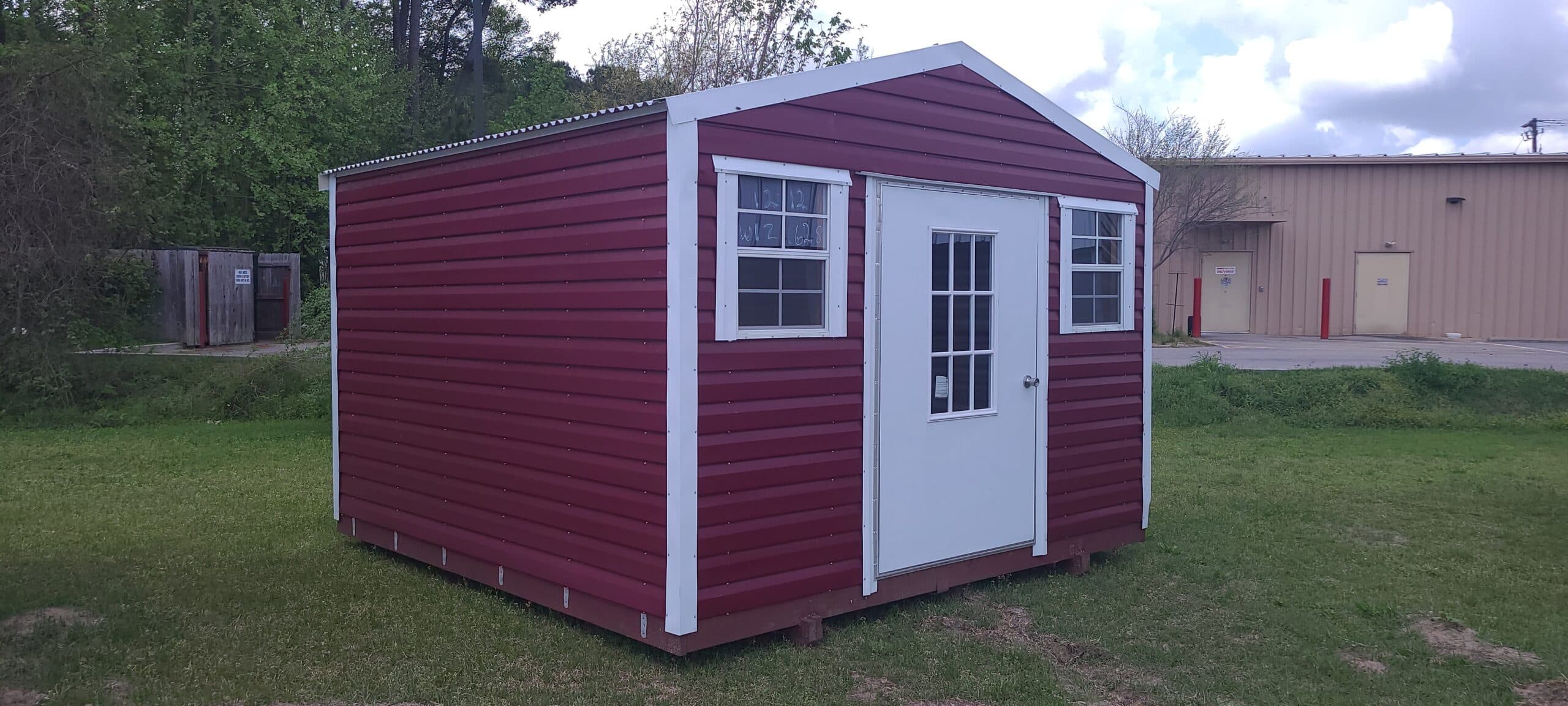 Burgandy White 12×12 Portable Building