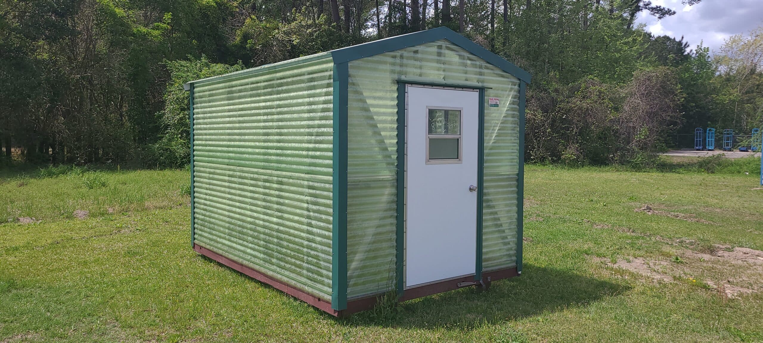 Green Fiberglass 8×12 Portable Building