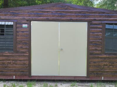 Brown storage shed