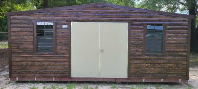 Brown storage shed